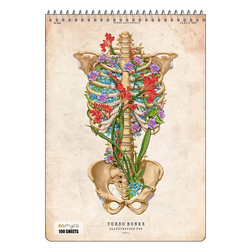 دفتر شطرنجی 100 برگ کارنیکا طرح روزنامه وینتج آناتومی بدن Vintage Newspaper Anatomy کد 13324