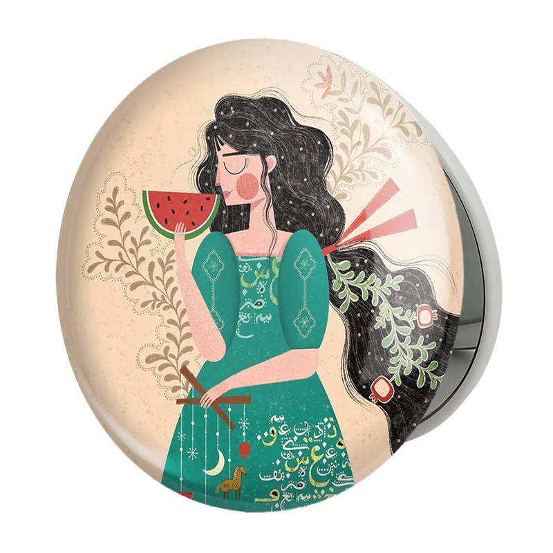 آینه جیبی خندالو طرح شب یلدا مدل تاشو کد 20403 