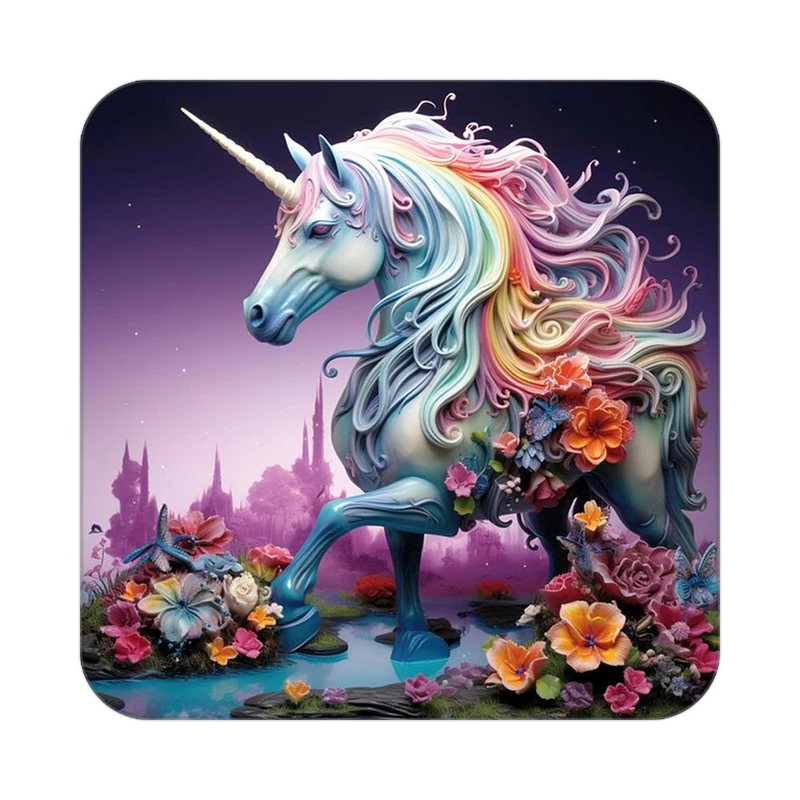 زیر لیوانی کاکتی طرح اسب تک شاخ و یونیکورن مدل mp31647