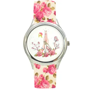 ساعت مچی عقربه ای زنانه مدل بند پارچه ای کد 4216