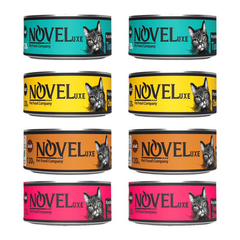 کنسرو نچرال گربه نوول لوکس مدل Mix وزن 120 گرم بسته 8 عددی