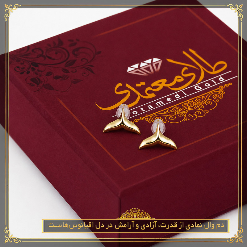 گوشواره میخی طلا 18 عیار زنانه طلای معتمدی مدل دم وال مینیمال - 2