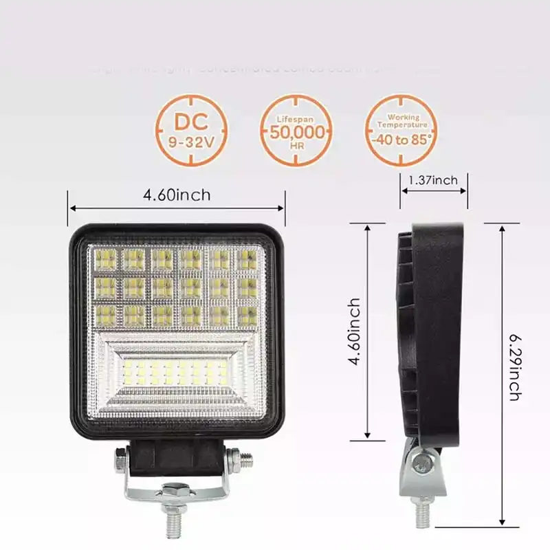 پروژکتور خودرو اچ اف دی مدل آفرودی طرح مربع  بسته دو عددی