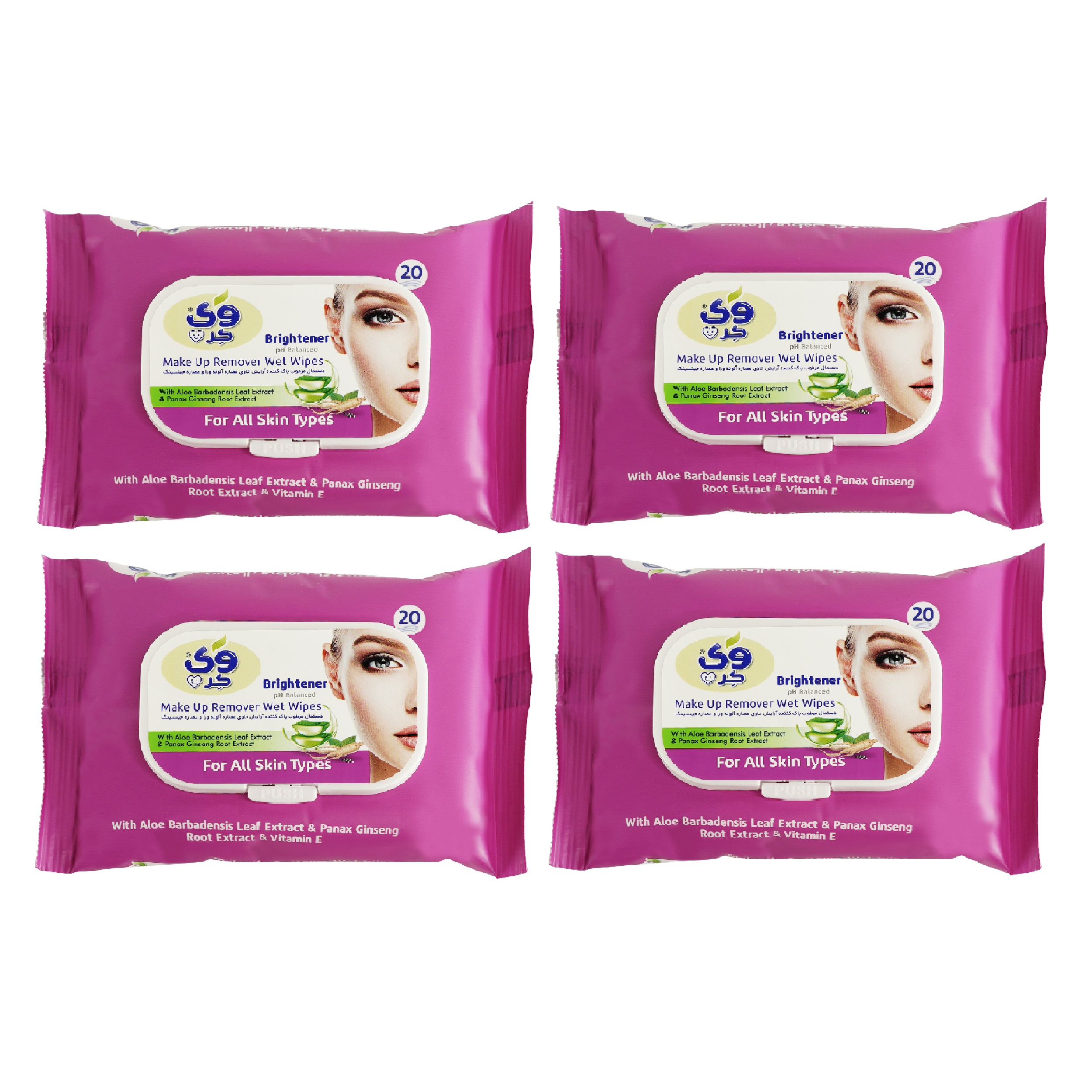 دستمال مرطوب وی کر مدل Ginseng- Aloe Vera چهار بسته 20 عددی