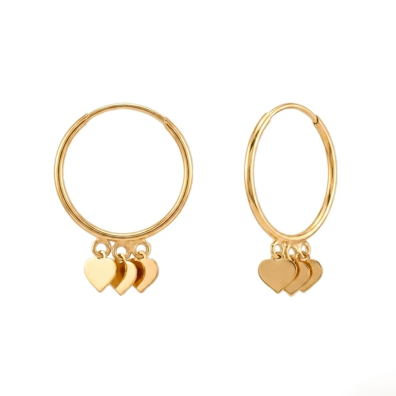 گوشواره حلقه‌ای طلا 18 عیار زنانه ناریا مدل روکو قلب ریز کد Sh-01