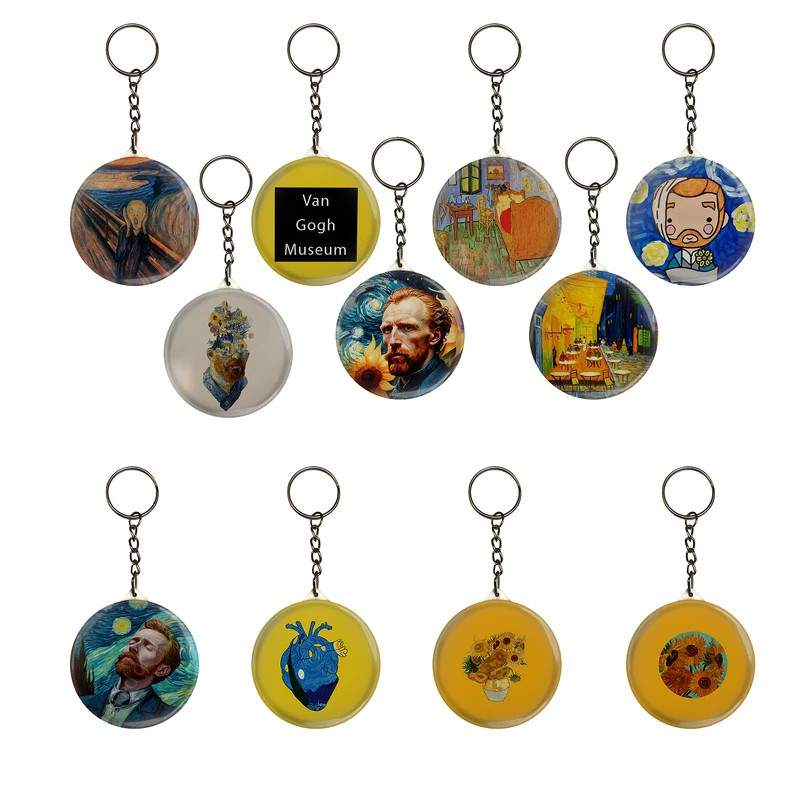 جاکلیدی مدل S1-25 طرح نقاش ون گوگ گل افتابگردان شب پر ستاره کد مجموعه 11 عددی