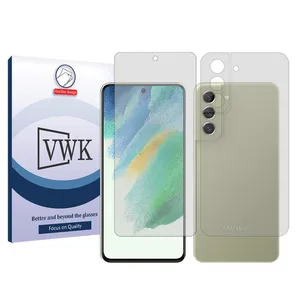 VWK Tough model transparent screen protector suitable for Samsung Galaxy S21 FE 5G mobile phone along with the back protector