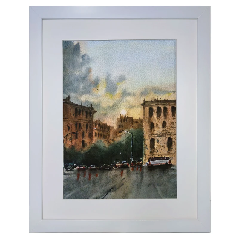 تابلو نقاشی آبرنگ به سبک امپرسیونیسم طرح میدان جمهوریت ارمنستان کد 189