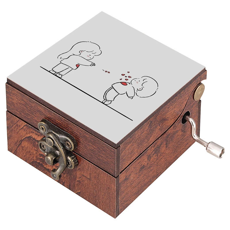 جعبه موزیکال مدل هندلی طرح پسر ، دختر و قلب کد 1014