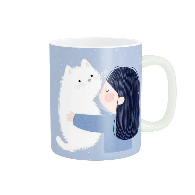 ماگ پاد آفرین مدل گربه سفید بامزه کد 233