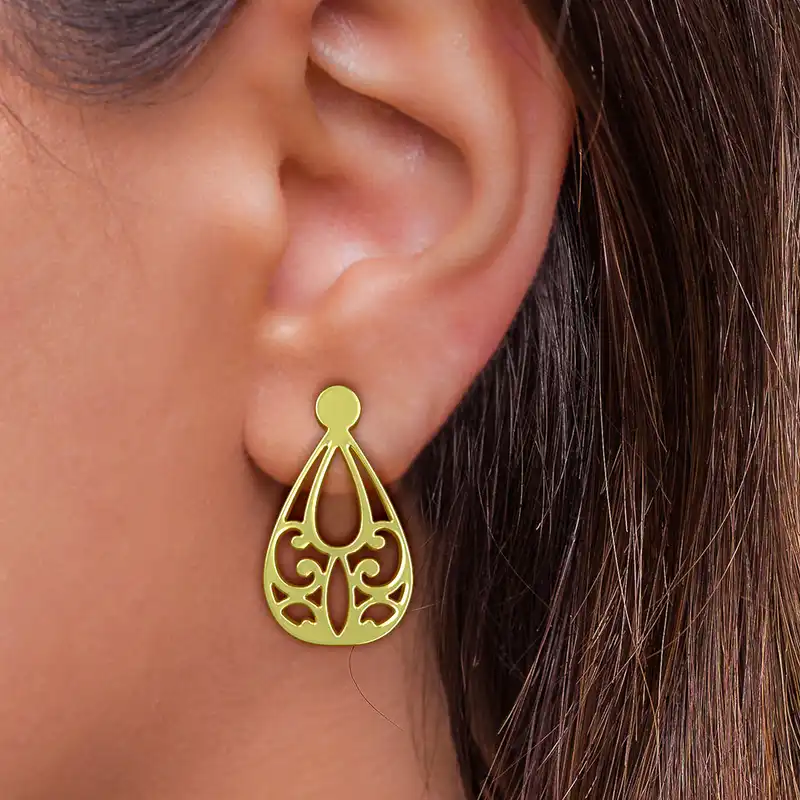 گوشواره طلا 18 عیار زنانه مدوپد مدل هندسی کد GA1-15144