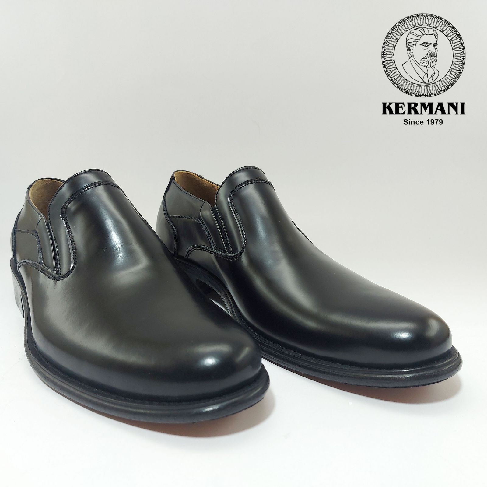 کفش مردانه کرمانی مدل تمام چرم طبیعی بروشاو دستدوز کد 350 رنگ مشکی -  - 3