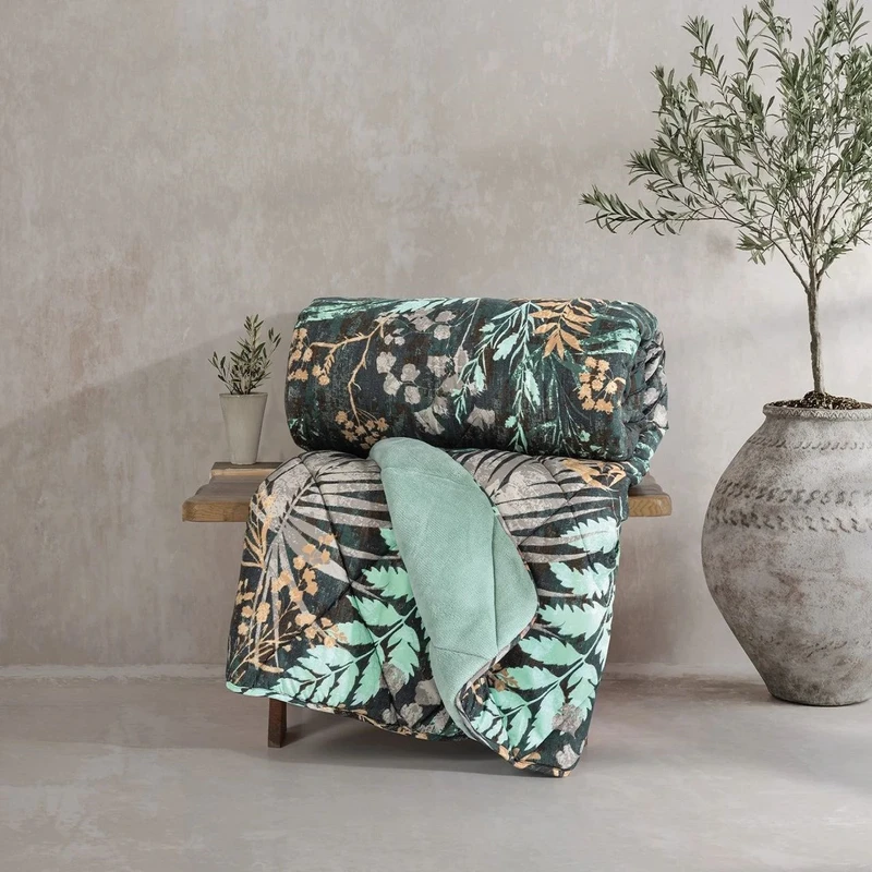 لحاف کاتن باکس مدل Velvet Yorgan Clorasa Mint C.K دونفره سایز 215*195 سانتی متر