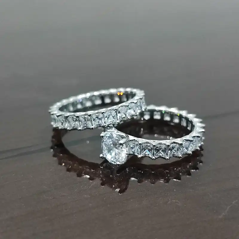 ست حلقه و پشت حلقه نقره زنانه مدل  JW5082