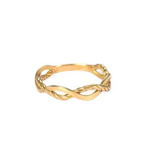 انگشتر طلا 18 عیار زنانه بان گالری مدل بافت دوتایی سایز 52