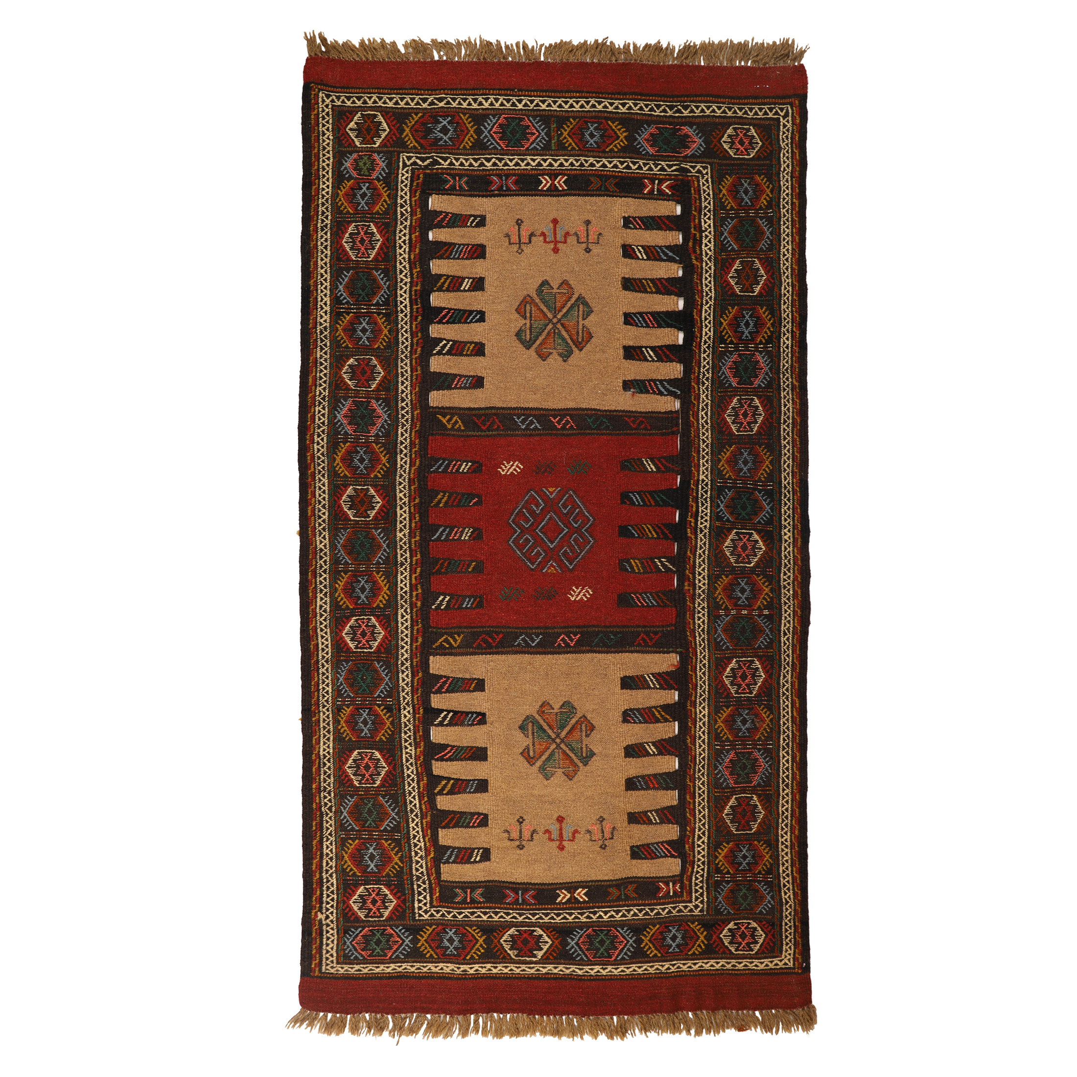 گلیم دستبافت دومتری طرح سفره کردی کد 140398