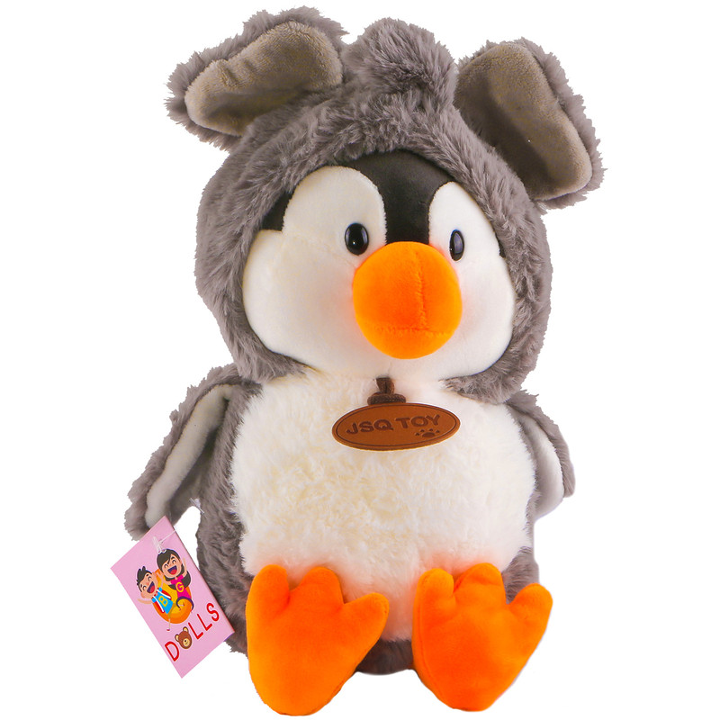 عروسک جی اس کی یو مدل پنگوئن کلاه فیلی کد BG11518 ارتفاع 30 سانتی متر