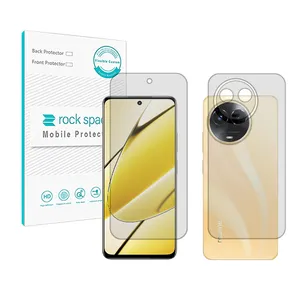 Rockspace HyGEL model transparent screen protector suitable for Realme11 5G mobile phone along with the back of the phone