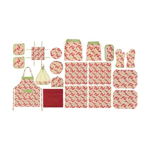سرویس آشپزخانه 20 تکه رزین تاژ طرح گیلاسی مدل دنیم