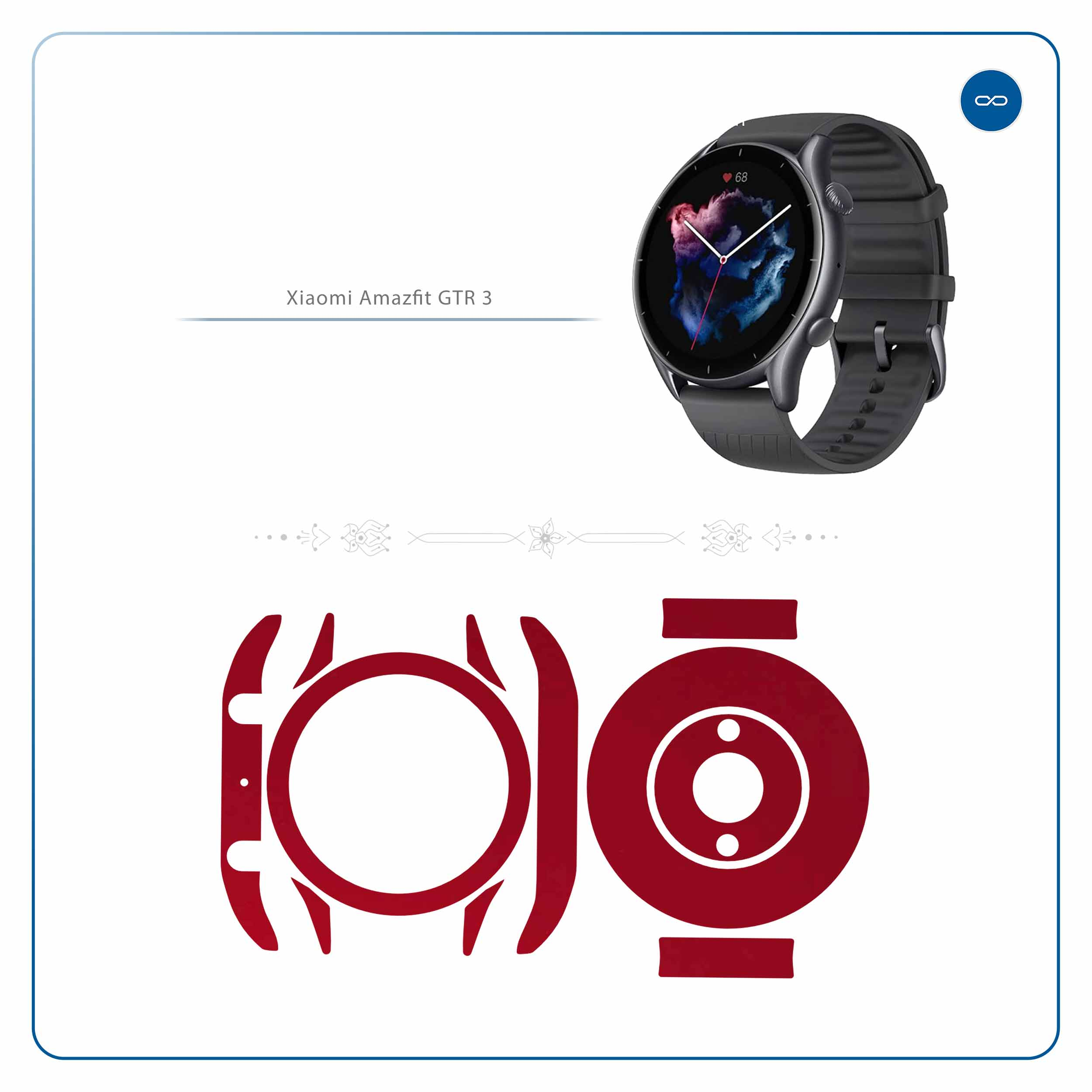 برچسب ماهوت طرح Matte-Warm-Red مناسب برای ساعت هوشمند آمازفیت GTR 3