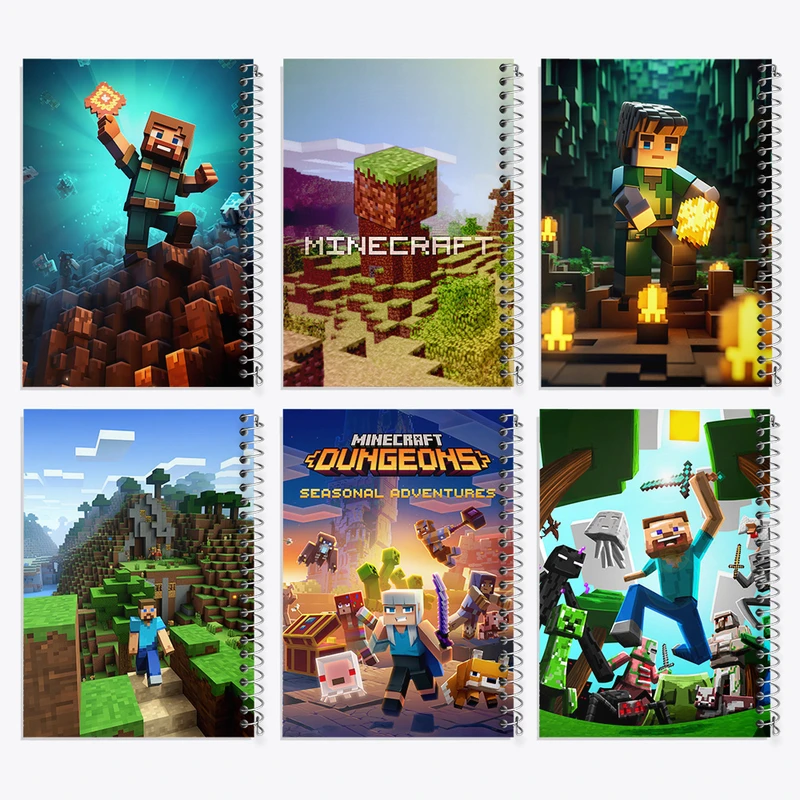 دفتر مشق 50 برگ خندالو طرح ماینکرفت (Minecraft) کد 575 مجموعه 6 عددی