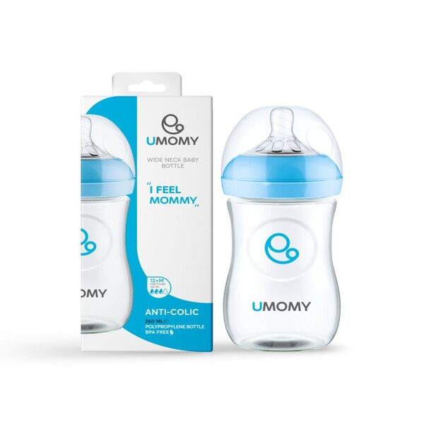 شیشه شیر یومامی مدل دهانه عریض پروپیلن گنجابش 260 میلی لیتر