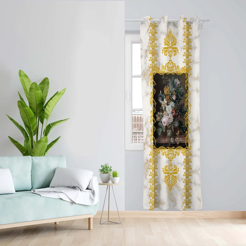 پرده طرح قاب مدل مخمل پانچی کد 5270 z سایز 140x200 سانتی متر