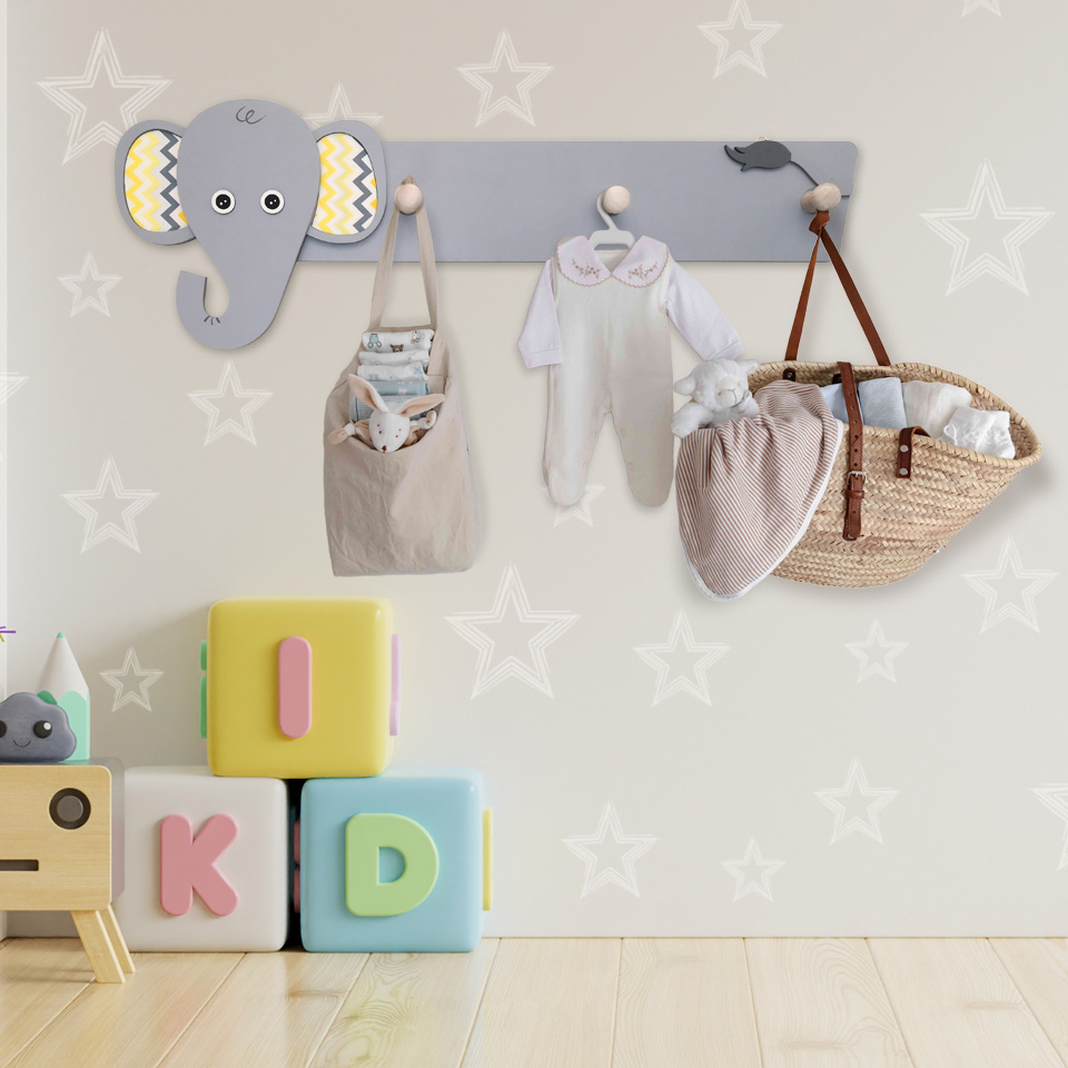 آویز لباس کودک طرح فیل مدل MKids58-C