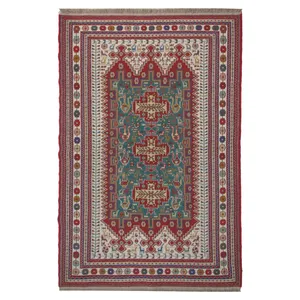 گلیم دستباف دو متری طرح سوزنی کد 617