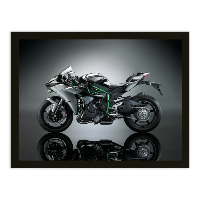 تابلو ساده بکلیت طرح موتور سنگین kawasaki h2r کاوازاکی h2R مدل B-pe100099 فریم مشکی