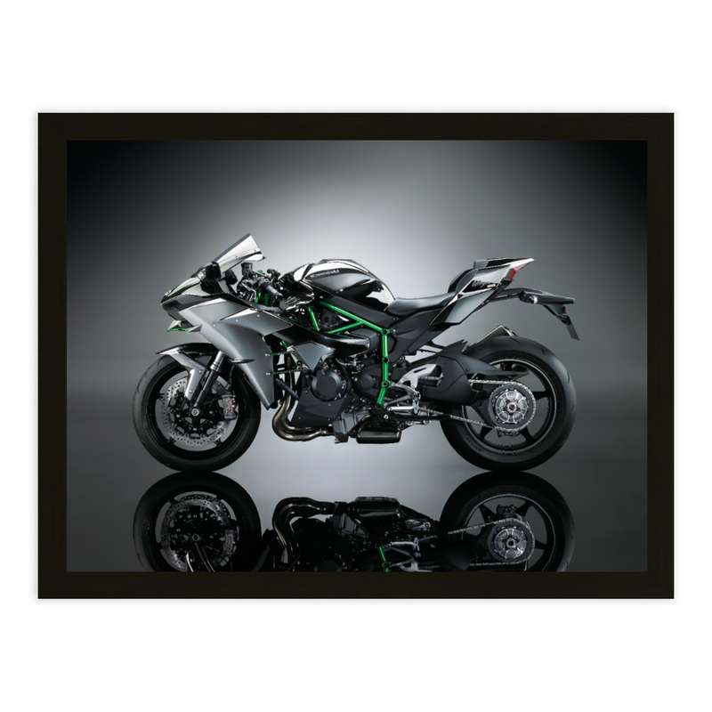 تابلو ساده بکلیت طرح موتور سنگین kawasaki h2r کاوازاکی h2R مدل B-pe100099 فریم مشکی