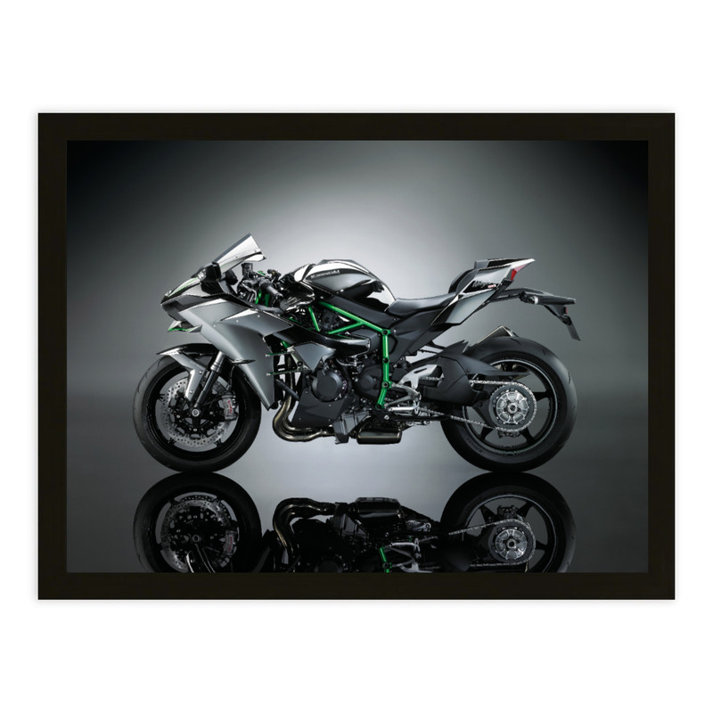 تابلو ساده بکلیت طرح موتور سنگین kawasaki h2r کاوازاکی h2R مدل B-pe100099 فریم مشکی
