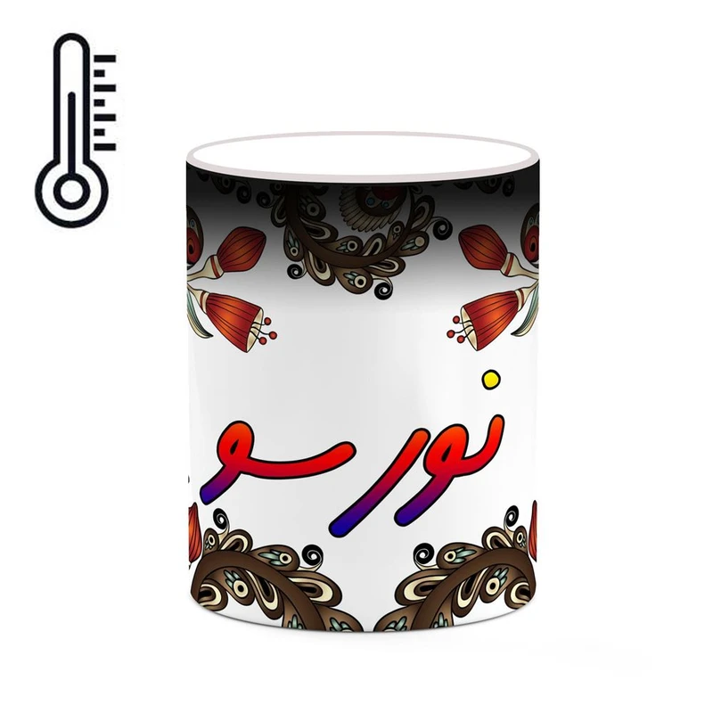ماگ حرارتی کاکتی مدل اسم نورسو طرح سنتی گل و بته کد mgh48094