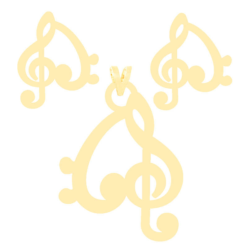 نیم ست طلا 18 عیار زنانه کرابو طرح قلب و نت موسیقی مدل Kr8086