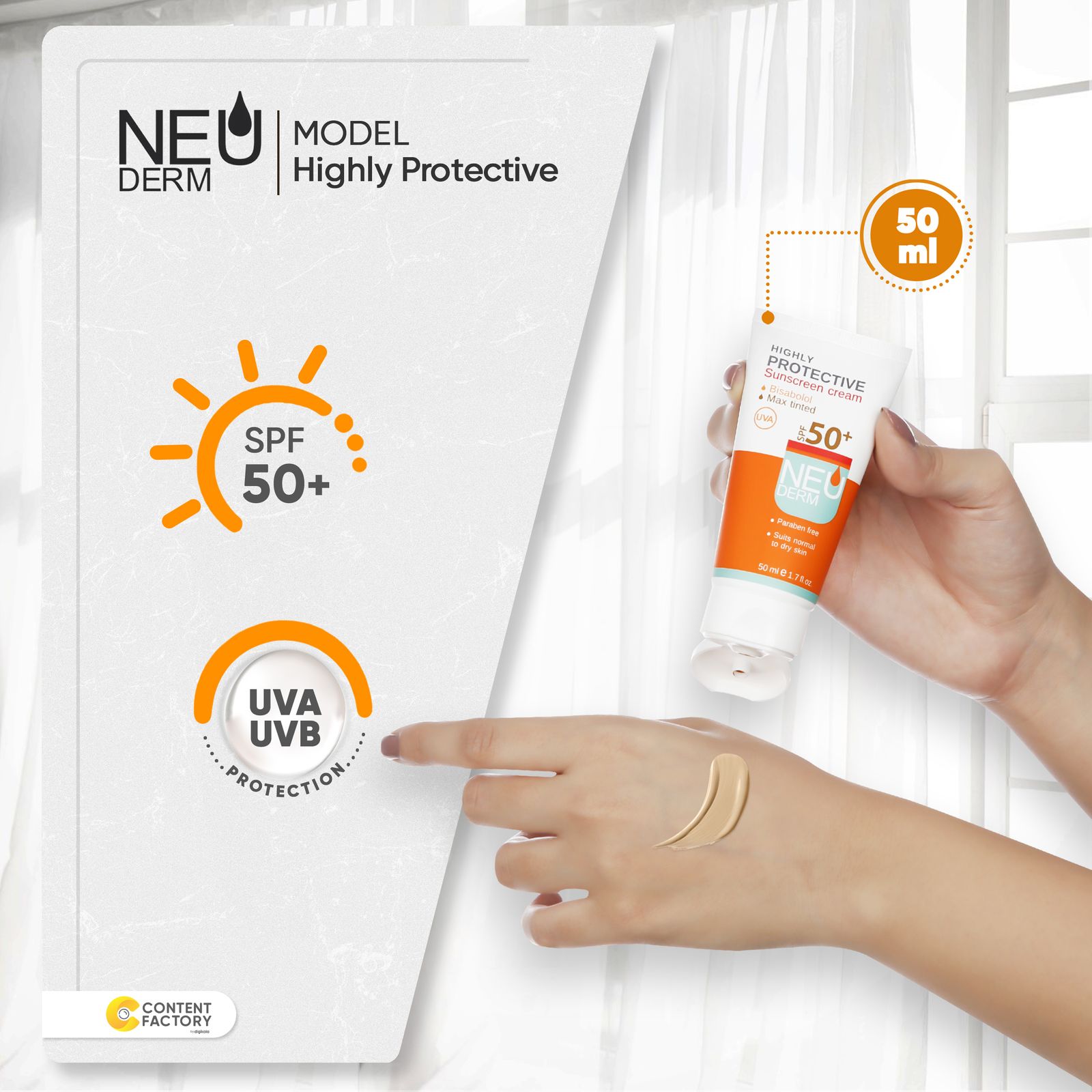 کرم ضد آفتاب رنگی نئودرم +SPF50 مدل Highly Protective مناسب پوست های انواع پوست حجم 50 میلی لیتر -  - 10