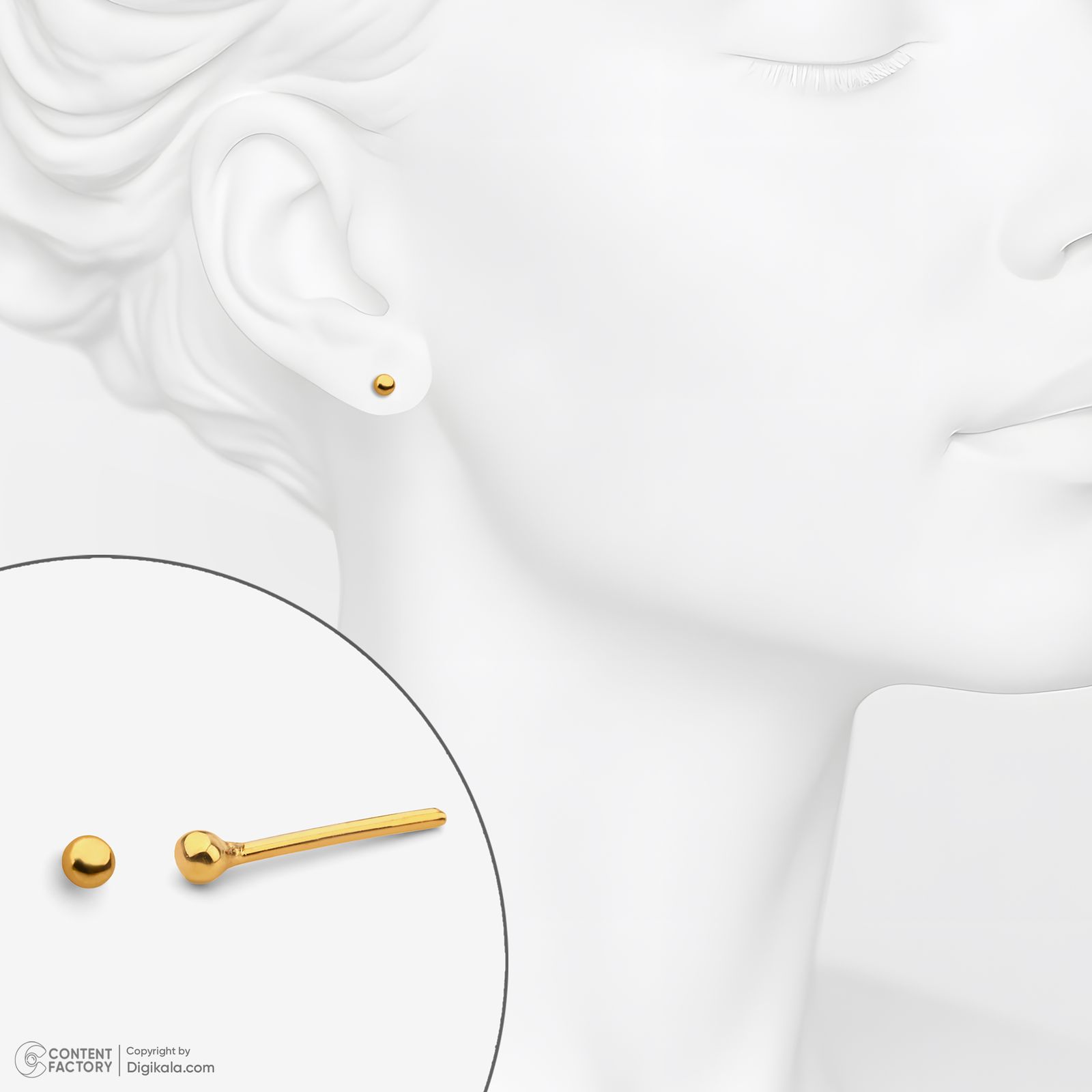 گوشواره میخی طلا 18 عیار زنانه پرسته مدل گوی کد WE683 -  - 7