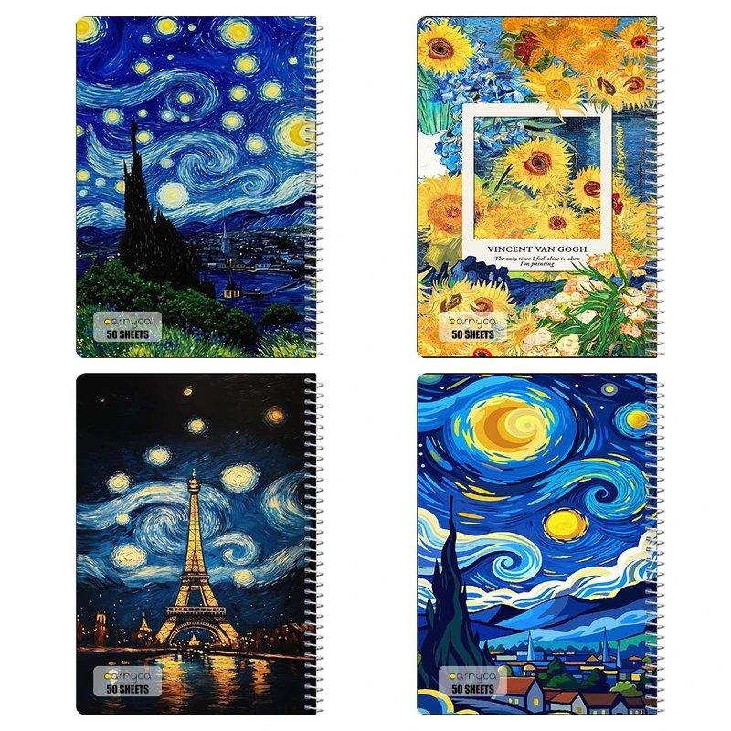 دفتر نقاشي 50 برگ کارنيکا طرح شب پرستاره فانتزی ون‌گوگ Fantasy Starry Night Van Gogh کد 44318 مجموعه 4 عددی