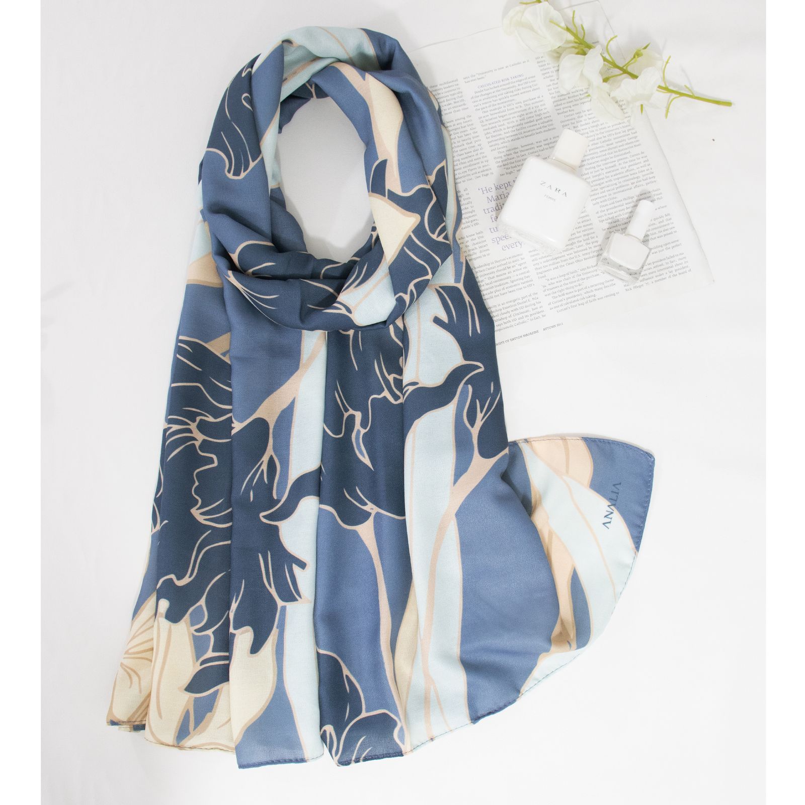 شال زنانه مدل نخ ابریشم بهاری طرح دار کد 2109 -  - 4