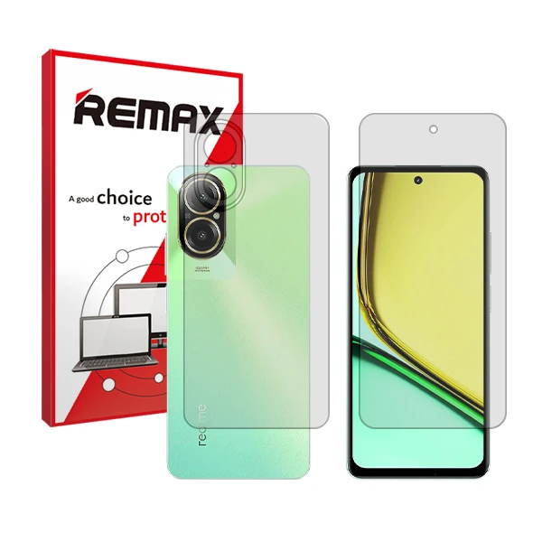 محافظ صفحه نمایش شفاف ریمکس مدل HyGEL مناسب برای گوشی موبایل ریلمی C67 4G به همراه محافظ پشت گوشی