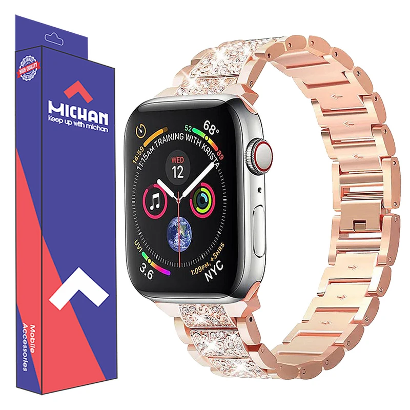 بند ساعت میچان مدل Shiny jewel مناسب برای اپل واج سری 10 46 میلی متری