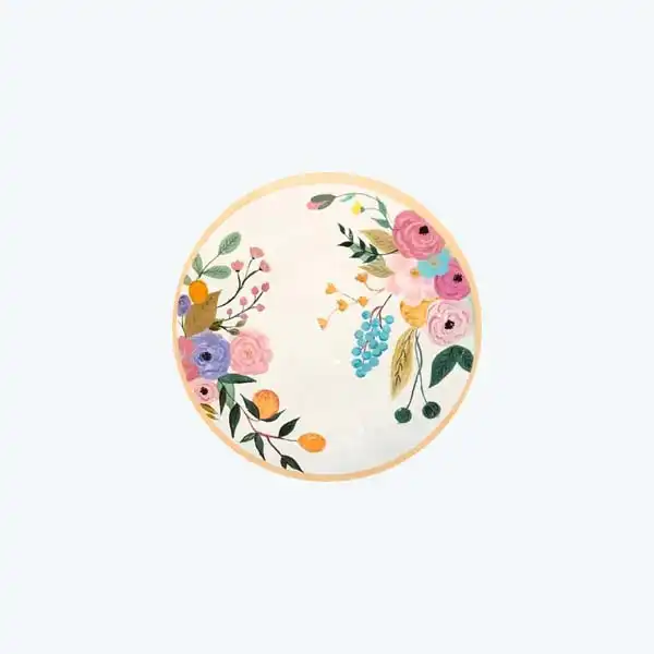 بشقاب دیوارکوب سفالی طرح گل مجموعه 2عددی