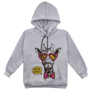 هودی دخترانه مدل زرافه F32 رنگ طوسی