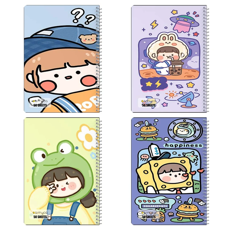 دفتر نقاشي 50 برگ کارنيکا طرح دختر خندون Smiling Girl کد 16476 مجموعه 4 عددی