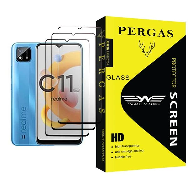 محافظ صفحه نمایش وایلی نایس مدل Pergas Glass MIX003 مناسب برای گوشی موبایل ریلمی C11 (2021) بسته سه عددی