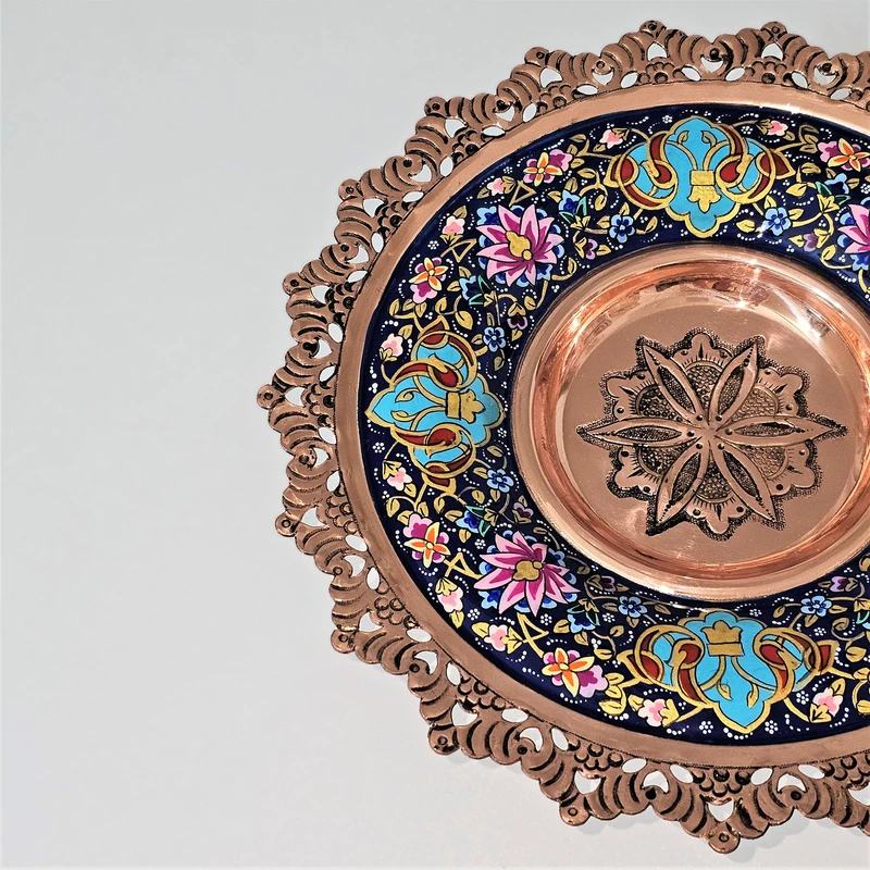 عکس شماره 3 : شیرینی خوری میناکاری مسی مدل پرداز کد gold25