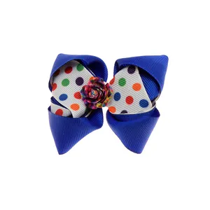 گیره مو زنانه مدل پاپیون خالدار و گل رز