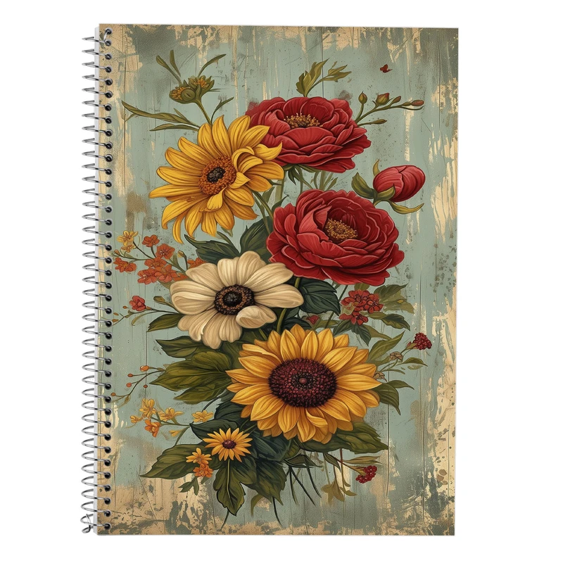 دفتر زبان 50 برگ مدوپد مدل سه خط طرح گل کد DF13378