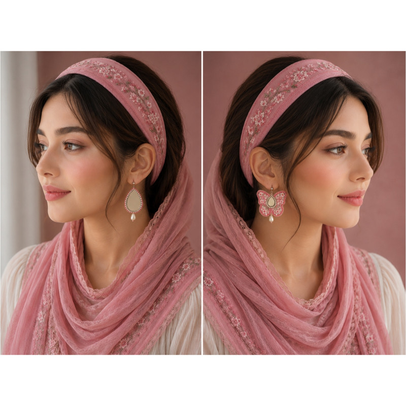گوشواره دست دوز زنانه مدل پروانه خیال