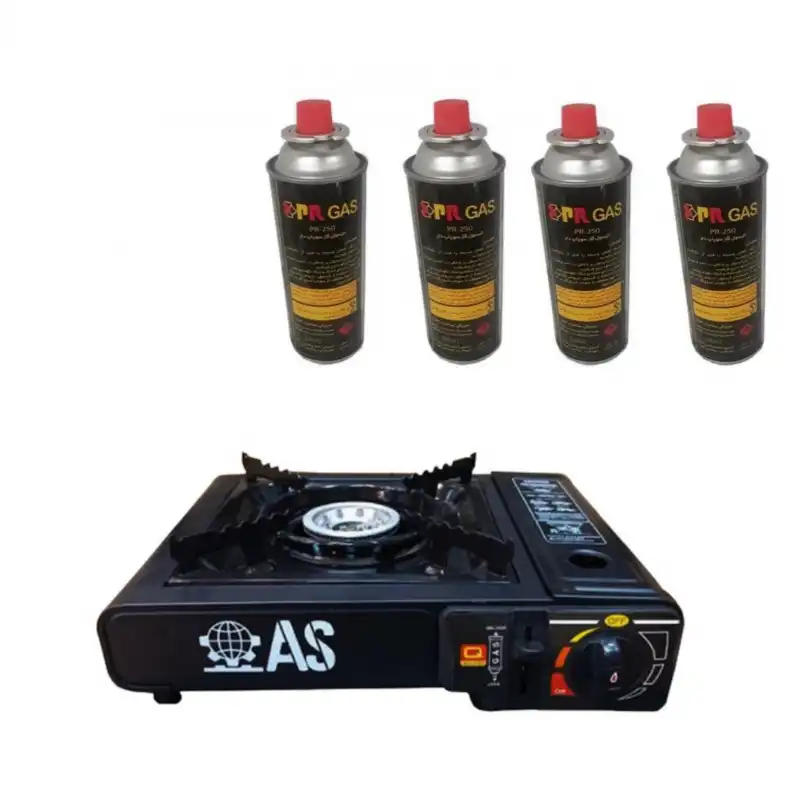 اجاق سفری مدل AS به همراه 4 عدد کپسول گاز سفری