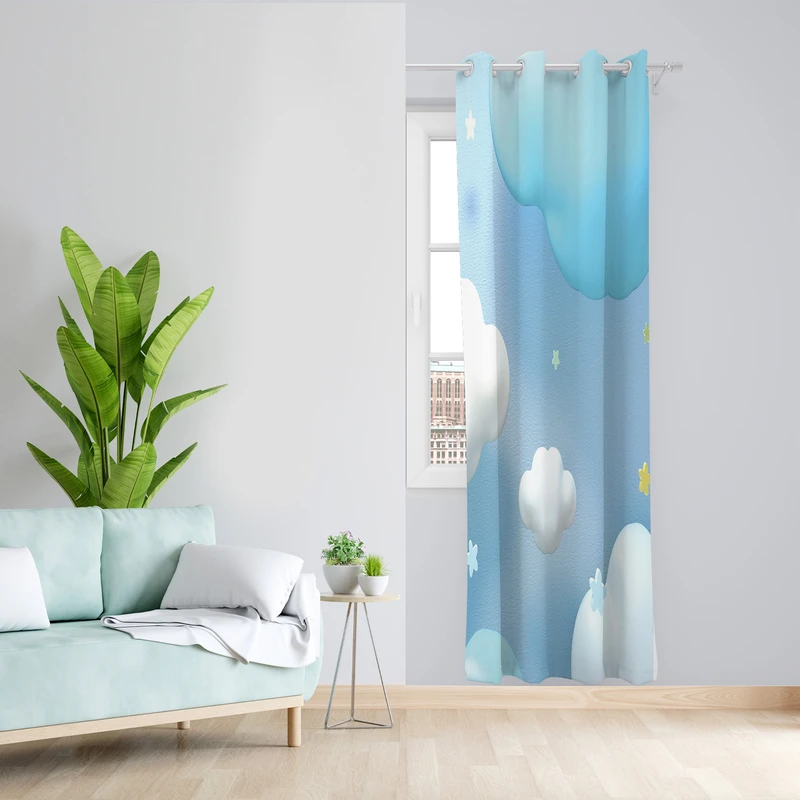 پرده طرح ابر مدل مخمل پانچی کد 2372 z سایز 140x200 سانتی متر